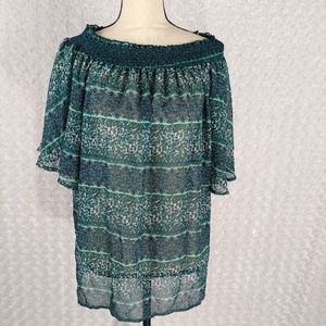 Turquoise Haven Green Floral top